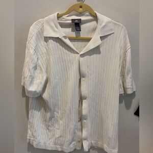 H&M Cream Ribbed Button Down Shirt